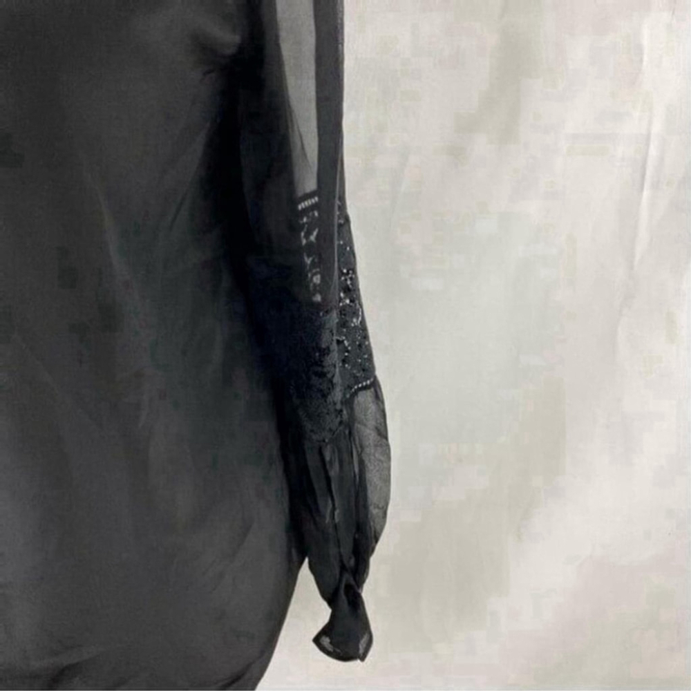 REBECCA Taylor Sarah Lace Silk Blouse. Black Size 2 - Picture 8 of 12